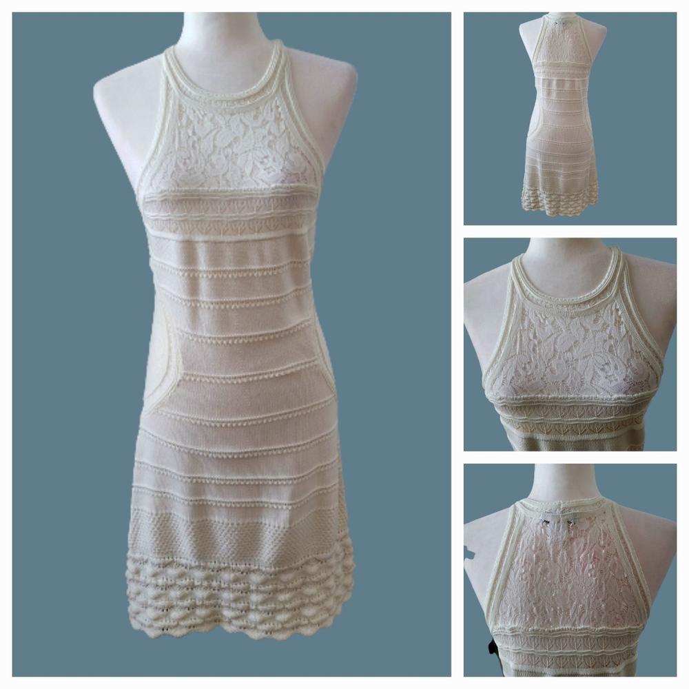 NWOT Venus Cream Bodycon Knit Tank Dress, sz M